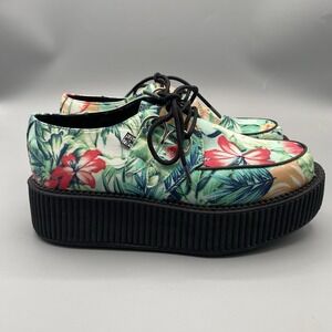 T.U.K. Tropical Floral Creepers Platform Shoes EU 36 Womens US 5 Hawaiian Mens 3